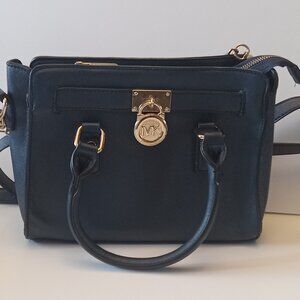 Michael Kors Micro Hamilton Black Leather Crossbody Handbag